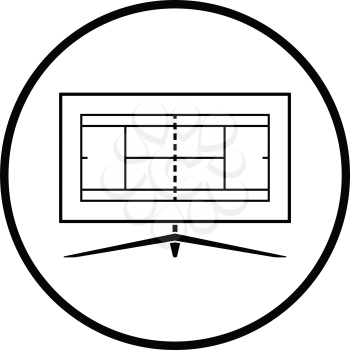 Tennis TV translation icon. Thin circle design. Vector illustration.