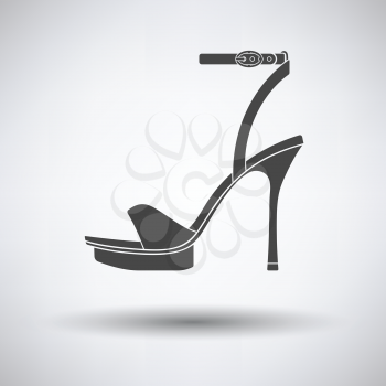 Woman high heel sandal icon on gray background with round shadow. Vector illustration.