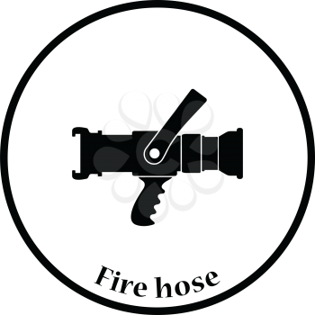 Fire hose icon. Thin circle design. Vector illustration.