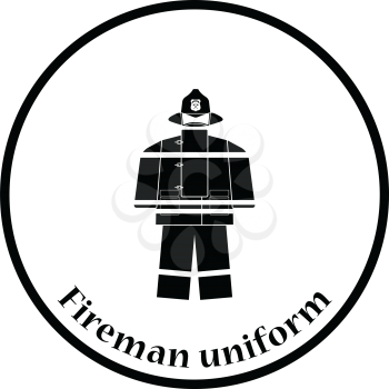 Fire service uniform icon. Thin circle design. Vector illustration.