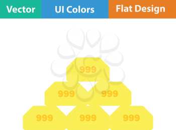 Gold bullion icon. Flat color design. Vector illustration.
