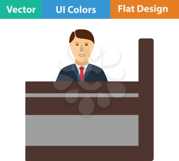 Bank clerk icon. Flat color design. Vector illustration.
