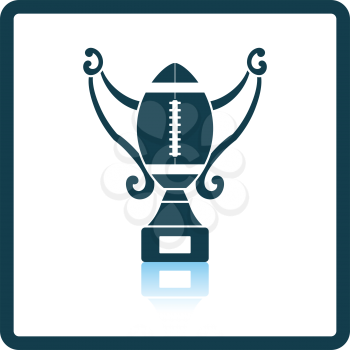 American football trophy cup icon. Shadow reflection design. Vector illustration.