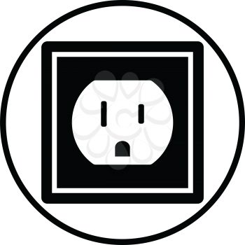 Electric outlet icon. Thin circle design. Vector illustration.