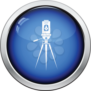 Laser level tool icon. Glossy button design. Vector illustration.