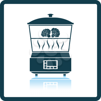 Kitchen steam cooker icon. Shadow reflection design. Vector illustration.