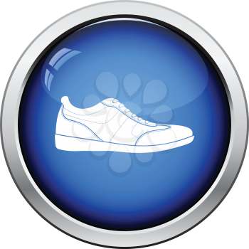 Man casual shoe icon. Glossy button design. Vector illustration.