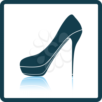 High heel shoe icon. Shadow reflection design. Vector illustration.
