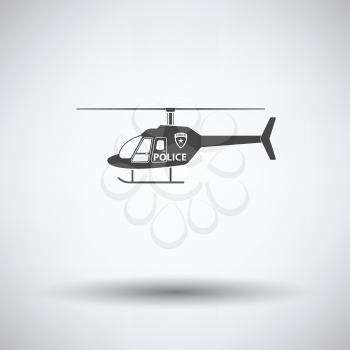 Police helicopter icon on gray background with round shadow. Vector illustration.