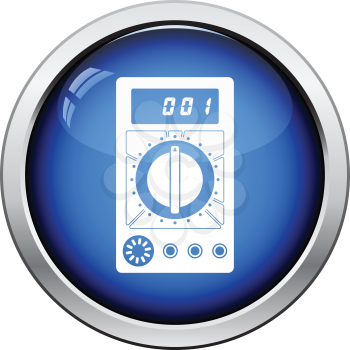Multimeter icon. Glossy button design. Vector illustration.