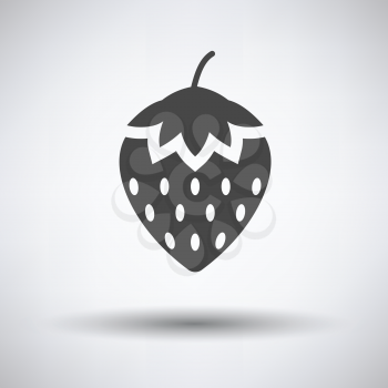 Strawberry icon on gray background with round shadow. Vector illustration.