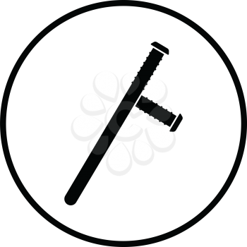 Police baton icon. Thin circle design. Vector illustration.