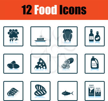 Set of food icons. Shadow reflection design. Vector illustration.