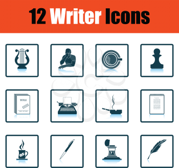Set of writer icons. Flat design tennis icon set in ui colors. Vector illustration.