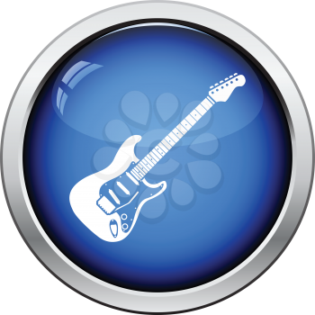 Electric guitar icon. Glossy button design. Vector illustration.
