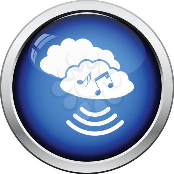 Music cloud icon. Glossy button design. Vector illustration.
