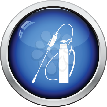 Garden sprayer icon. Glossy button design. Vector illustration.