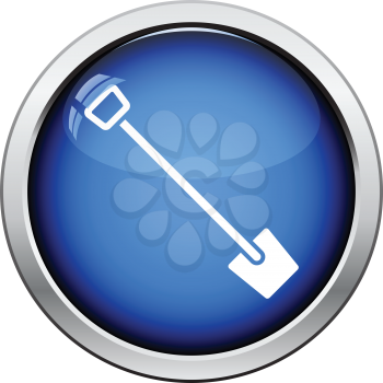 Shovel icon. Glossy button design. Vector illustration.