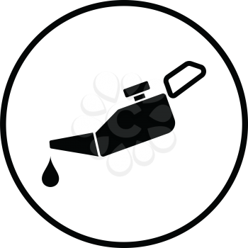 Oil canister icon. Thin circle design. Vector illustration.