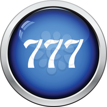 777 icon. Glossy button design. Vector illustration.