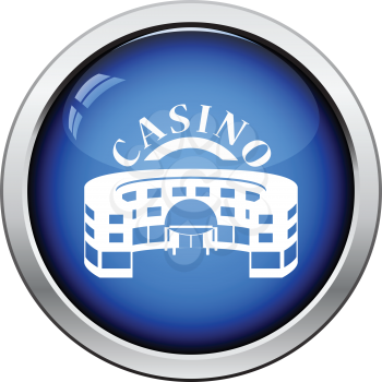 Casino building icon. Glossy button design. Vector illustration.