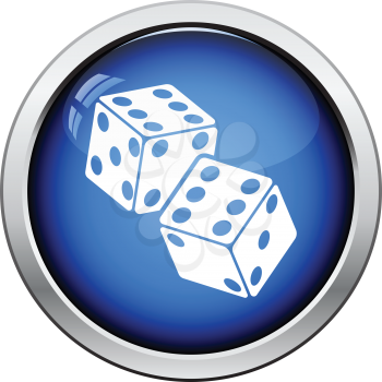 Craps dice icon. Glossy button design. Vector illustration.