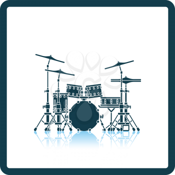 Drum set icon. Shadow reflection design. Vector illustration.