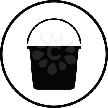Bucket icon. Thin circle design. Vector illustration.