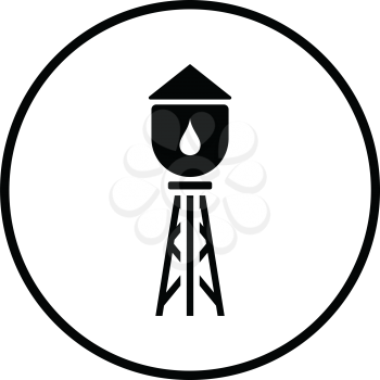 Water tower icon. Thin circle design. Vector illustration.