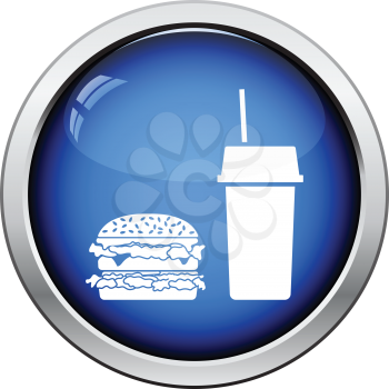 Fast food icon. Glossy button design. Vector illustration.