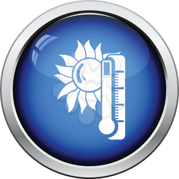 Summer heat icon. Glossy button design. Vector illustration.