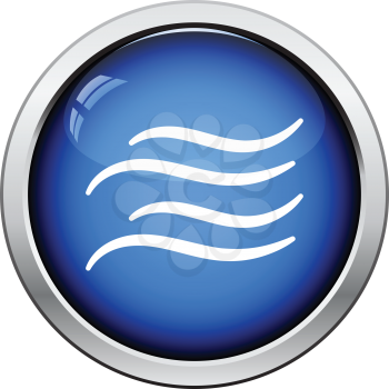 Water wave icon. Glossy button design. Vector illustration.