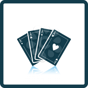Set of four card icons. Shadow reflection design. Vector illustration.