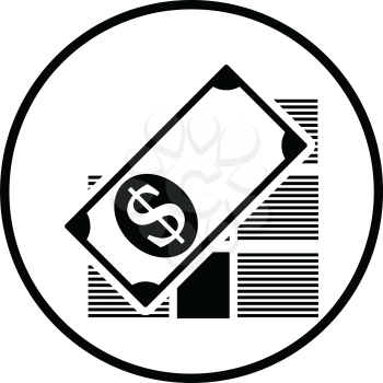 Stack of banknotes icon. Thin circle design. Vector illustration.