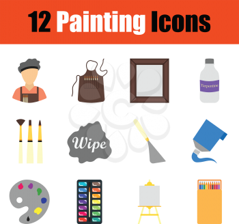 Painting  icon set. Color flat design. Vector illustration.