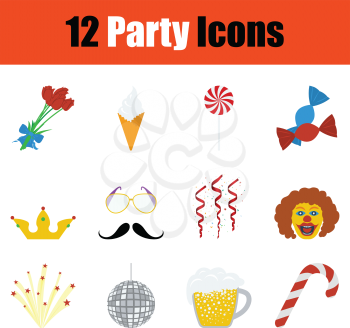 Party icon set. Color flat design. Vector illustration.