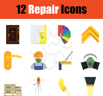 Repair icon set. Color flat design. Vector illustration.