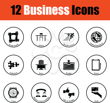 Business icon set. Thin circle design. Vector illustration.