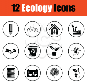 Ecology icon set. Thin circle design. Vector illustration.