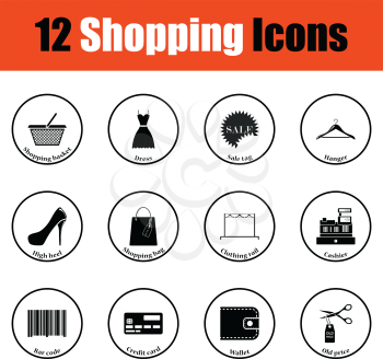 Shopping icon set.  Thin circle design. Vector illustration.