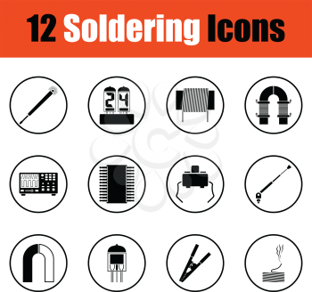 Set of soldering  icons.  Thin circle design. Vector illustration.