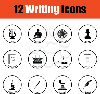 Set of writer icons.  Thin circle design. Vector illustration.