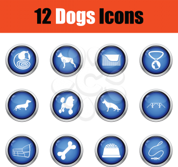 Set of dog breeding icons.  Glossy button design. Vector illustration.