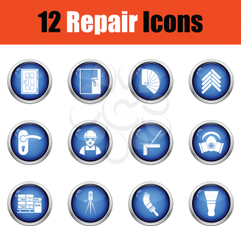 Set of flat repair icons. Vector illustration Glossy button design. Vector illustration.