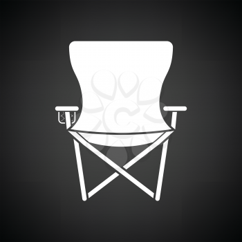 Icon of Fishing folding chair. Black background with white. Vector illustration.