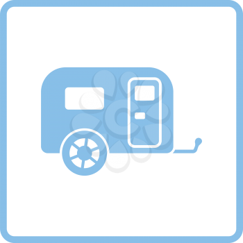 Camping family caravan car  icon. Blue frame design. Vector illustration.