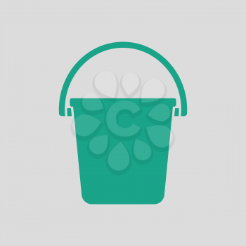 Icon of bucket. Gray background with green. Vector illustration.