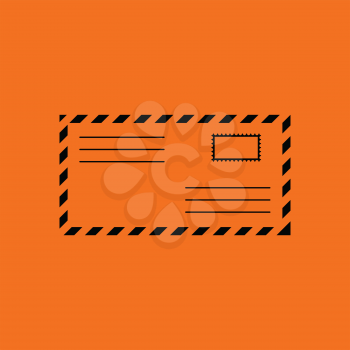 Letter icon. Orange background with black. Vector illustration.