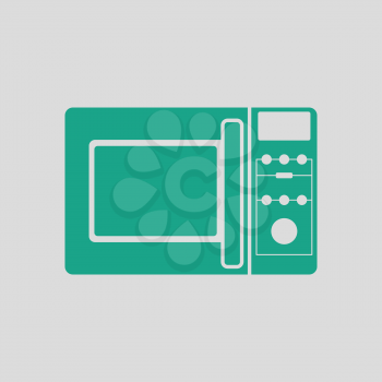 Micro wave oven icon. Gray background with green. Vector illustration.