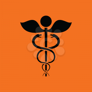 Medicine sign icon. Orange background with black. Vector illustration.